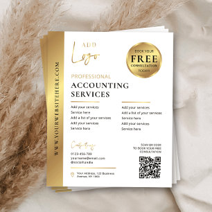 Prospectus 11,4 Cm X 14,2 Cm Entreprise White & Gold QR Code Marketing