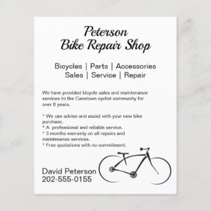 Prospectus 11,4 Cm X 14,2 Cm Entreprises de maintenance de réparation de vélos
