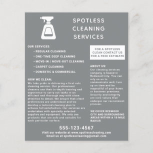 Prospectus 11,4 Cm X 14,2 Cm Entreprises de nettoyage Spray Bouteille Gris