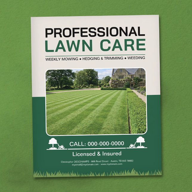 Prospectus 11,4 Cm X 14,2 Cm Entretien de pelage (Lawn Care Services Flyer)