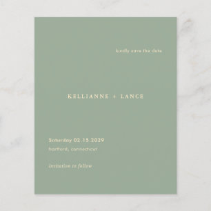 Prospectus 11,4 Cm X 14,2 Cm Épingle de mariage vert sauge moderne simple à con