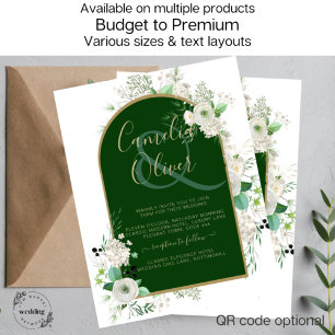 Prospectus 11,4 Cm X 14,2 Cm Été Blanc Roses Emeraude Mariage