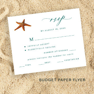 Prospectus 11,4 Cm X 14,2 Cm Étoile de mer budget aqua sarcelle choix de menu m