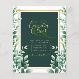 Prospectus 11,4 Cm X 14,2 Cm Eucalyptus Feuille MARIAGE OR QR CODE INVITATION R