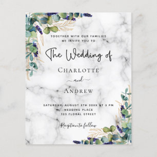 Prospectus 11,4 Cm X 14,2 Cm Eucalyptus greenery marble wedding invitation