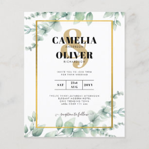 Prospectus 11,4 Cm X 14,2 Cm Eucalyptus Vert Mariage QR CODE Budget moderne