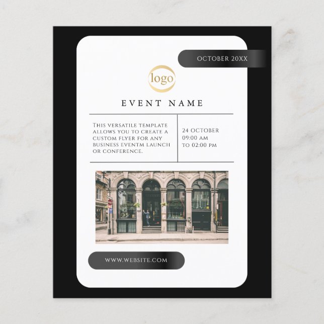 Prospectus 11,4 Cm X 14,2 Cm Événement professionnel Noir Professionnel Minimal (Devant)