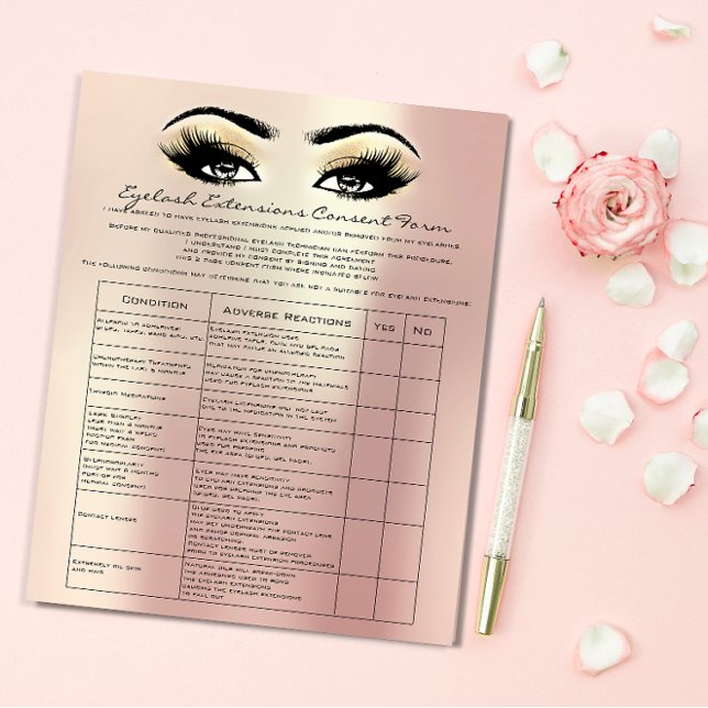 Prospectus 11,4 Cm X 14,2 Cm Eyelash Extension Liability Waiver Rose Gold (Eyelash Extension Liability Waiver Rose Gold Flyer)