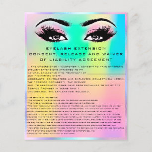 Prospectus 11,4 Cm X 14,2 Cm EYELASH EXTENSION LIASE WAIVER Holograph Flyer