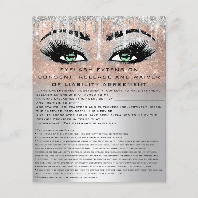 Prospectus 11,4 Cm X 14,2 Cm EYELASH EXTENSION RELEVER WAIVER Green Eyes (Devant)