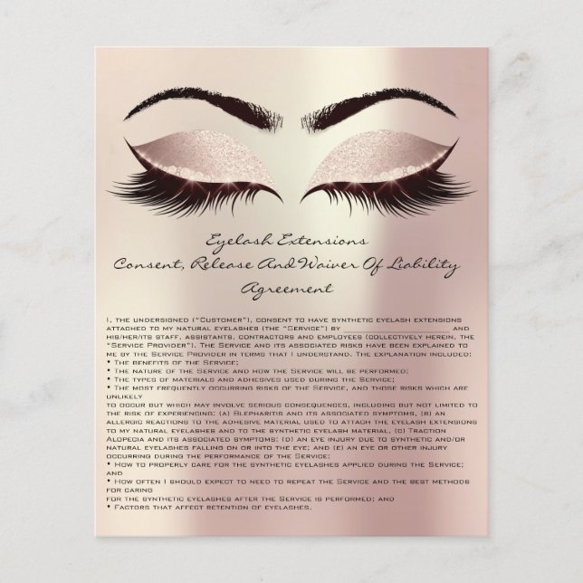 Prospectus 11,4 Cm X 14,2 Cm Eyelash Extension Responsabilité Renonciation Eyes (Devant)