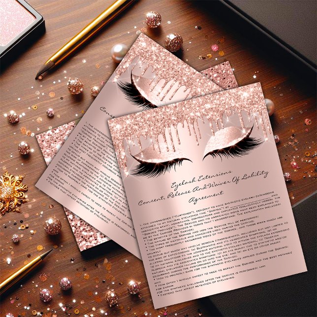 Prospectus 11,4 Cm X 14,2 Cm Eyelash Extension Responsabilité Renonciation Spar (Eyelash Extension Liability Waiver Sparkly Pink1 Flyer)
