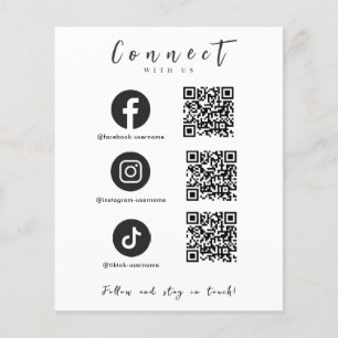 Prospectus 11,4 Cm X 14,2 Cm Facebook Instagram Tiktok QR Code tendance Blanc