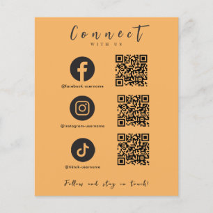 Prospectus 11,4 Cm X 14,2 Cm Facebook Instagram Tiktok QR Code tendance orange