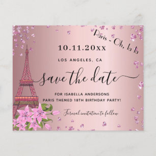 Prospectus 11,4 Cm X 14,2 Cm Faire-part de budget rose poudré pour anniversaire