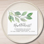 Prospectus 11,4 Cm X 14,2 Cm Faire-part de déplacement d'entreprise<br><div class="desc">Informez vos clients de votre nouvelle adresse avec ces dépliants. Elles sont décorées avec une aquarelle minimaliste et une typographie stylisée. Facile à personnaliser. Aquarelle originale © Michele Davies.</div>