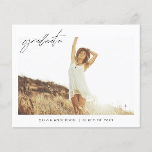 Prospectus 11,4 Cm X 14,2 Cm Faire-part de graduation budgétaire photo minimali