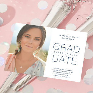 Prospectus 11,4 Cm X 14,2 Cm Faire-part de graduation budgétaire photo minimali