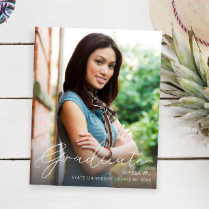 Prospectus 11,4 Cm X 14,2 Cm Faire-part de graduation de la photo du script bud