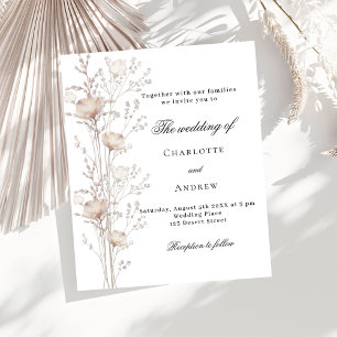 Prospectus 11,4 Cm X 14,2 Cm faire-part de mariage à budget floral blanc or ros