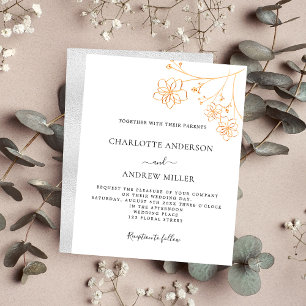 Prospectus 11,4 Cm X 14,2 Cm Faire-part de mariage à budget floral or argent bl