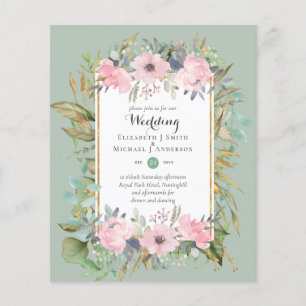 Prospectus 11,4 Cm X 14,2 Cm Faire-part de mariage à fleurs rose poudré PETIT B