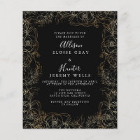 Faire-part de mariage à huile d'or floral