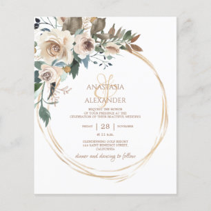 Prospectus 11,4 Cm X 14,2 Cm Faire-part de mariage à l'aquarelle élégant et éco