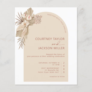 Prospectus 11,4 Cm X 14,2 Cm Faire-part de mariage à l'herbe de Pampas avec arc