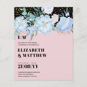 Prospectus 11,4 Cm X 14,2 Cm Faire-part de mariage à petit budget Fleurs bleues