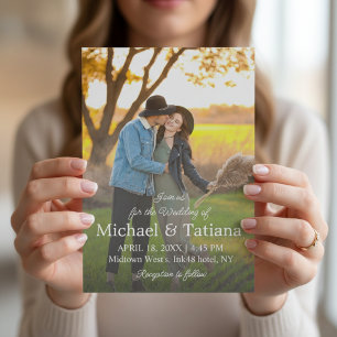 Prospectus 11,4 Cm X 14,2 Cm Faire-part de mariage avec photo et typographie mo