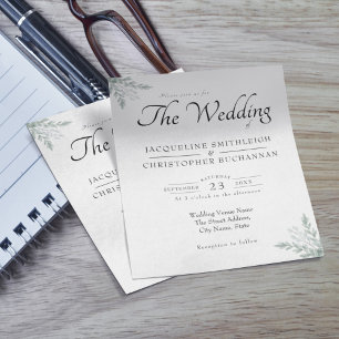 Prospectus 11,4 Cm X 14,2 Cm Faire-part de mariage budget avec verdure d'eucaly