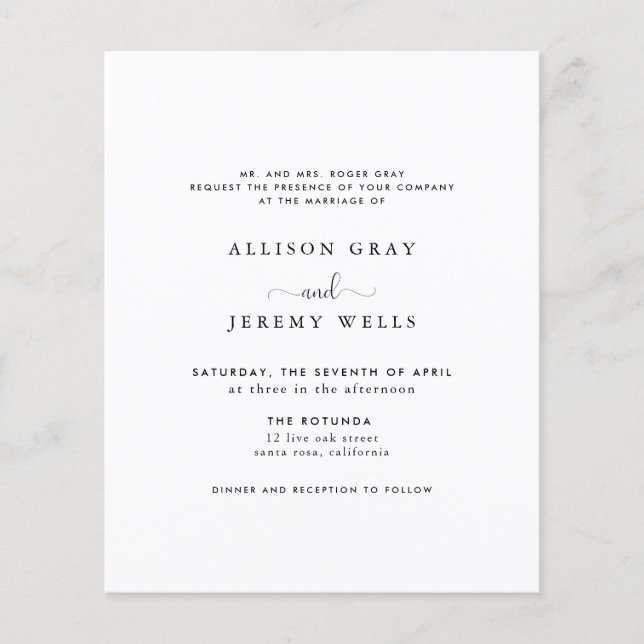 Prospectus 11,4 Cm X 14,2 Cm Faire-part de mariage budgétaire (Devant)