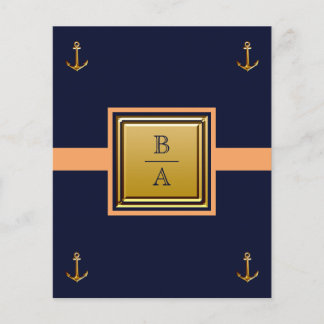 Prospectus 11,4 Cm X 14,2 Cm Faire-part de mariage budgétaire bleu orange marin