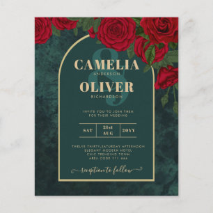 Prospectus 11,4 Cm X 14,2 Cm Faire-part de mariage d'hiver Roses rouges BUDGET 