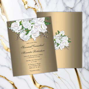 Prospectus 11,4 Cm X 14,2 Cm Faire-part de mariage d'or budgétaire
