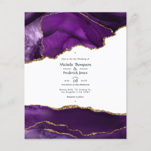 Prospectus 11,4 Cm X 14,2 Cm Faire-part de mariage en agate or et violet
