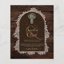 Faire-Part de Mariage en Bois Gypsophile Dentelle 