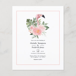 Prospectus 11,4 Cm X 14,2 Cm Faire-part de mariage exotique flamant rose tropic