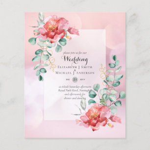 Prospectus 11,4 Cm X 14,2 Cm Faire-part de mariage Floral Rose rouge à budget l