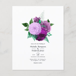 Prospectus 11,4 Cm X 14,2 Cm Faire-part de mariage florale violette et verte