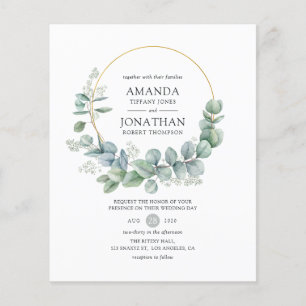 Prospectus 11,4 Cm X 14,2 Cm Faire-part de mariage géométrique à l'eucalyptus S