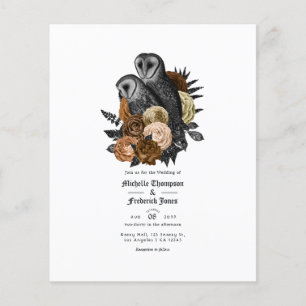 Prospectus 11,4 Cm X 14,2 Cm Faire-part de mariage gothique aux hiboux ambre vi