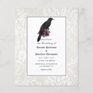 Prospectus 11,4 Cm X 14,2 Cm Faire-part de mariage gothique floral et dentelle