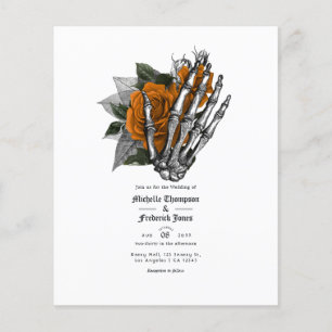 Prospectus 11,4 Cm X 14,2 Cm Faire-part de mariage gothique floral orange