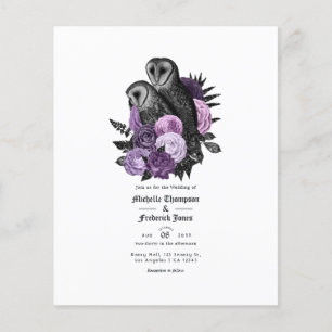 Prospectus 11,4 Cm X 14,2 Cm Faire-part de mariage gothique Hiboux Violet Vinta