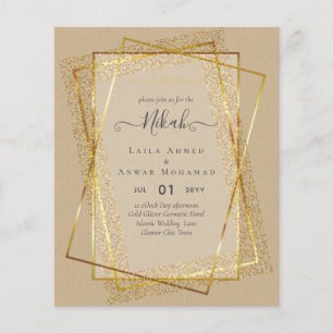 Prospectus 11,4 Cm X 14,2 Cm Faire-part de mariage islamique Bismillah cadre do