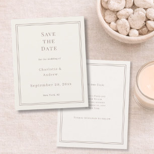 Prospectus 11,4 Cm X 14,2 Cm Faire-part de mariage ivoire taupe abordable