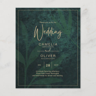 Prospectus 11,4 Cm X 14,2 Cm Faire-part de mariage LeahG Forêt émeraude vert et