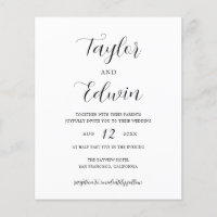 Faire-part de mariage minimaliste noir et blanc à 